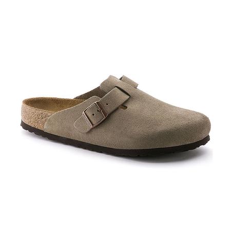 WOMEN'S BOSTON UNLINED TAUPE SUEDE CLOG